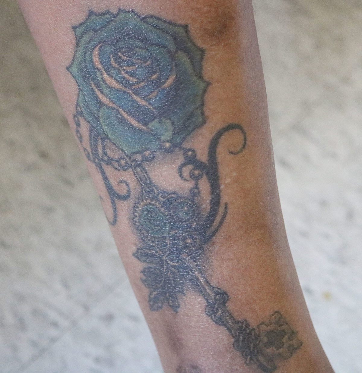 Rose and Key tattoo