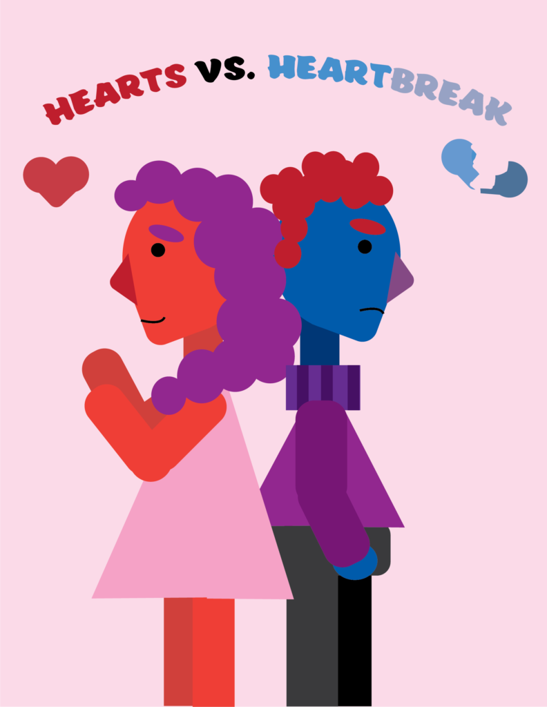 "Hearts vs. Heartbreak" graphic
