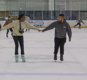 Students ice skating