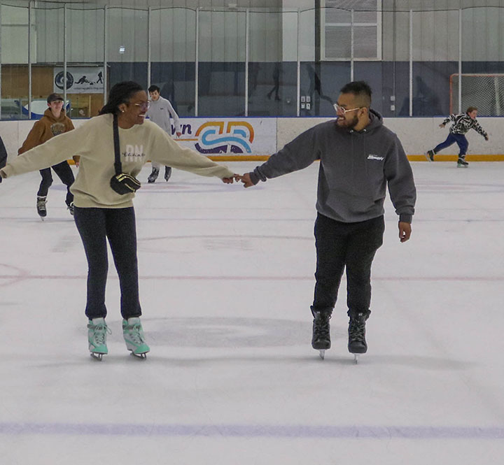 Students ice skating
