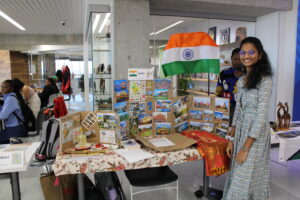 Puja Thota, media major from India, at the Intercultural Festival, Nov. 14, 2023.
