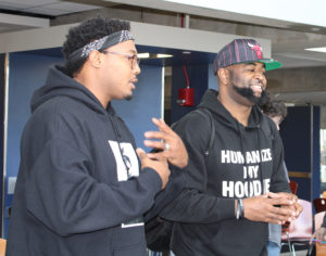 Fashion designer Andre Wright and Humanize My Hoodie co-founder, professor Jason Sole