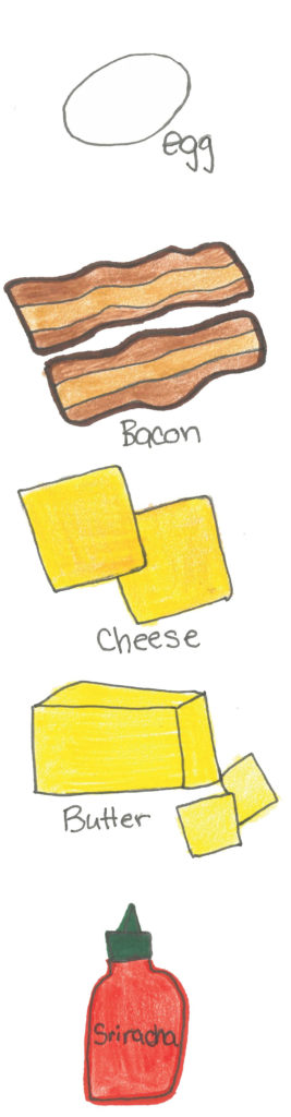 Cheese and bacon ramen graphic